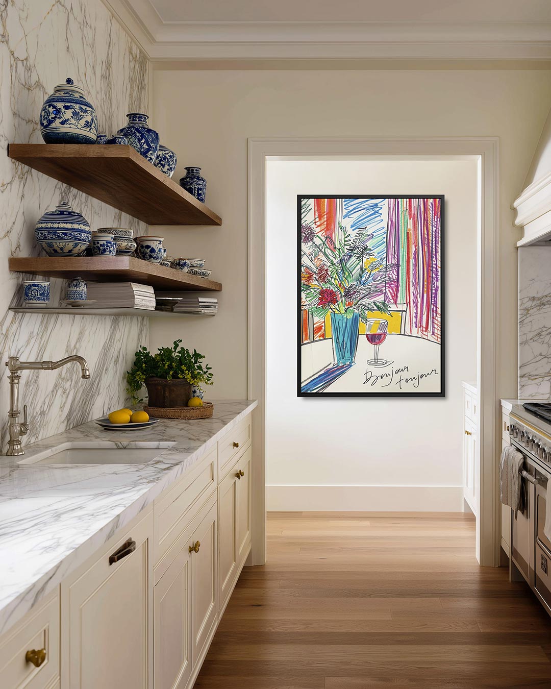 Kleurrijke bloemenvaas – staand wanddecoratie kunstwerk