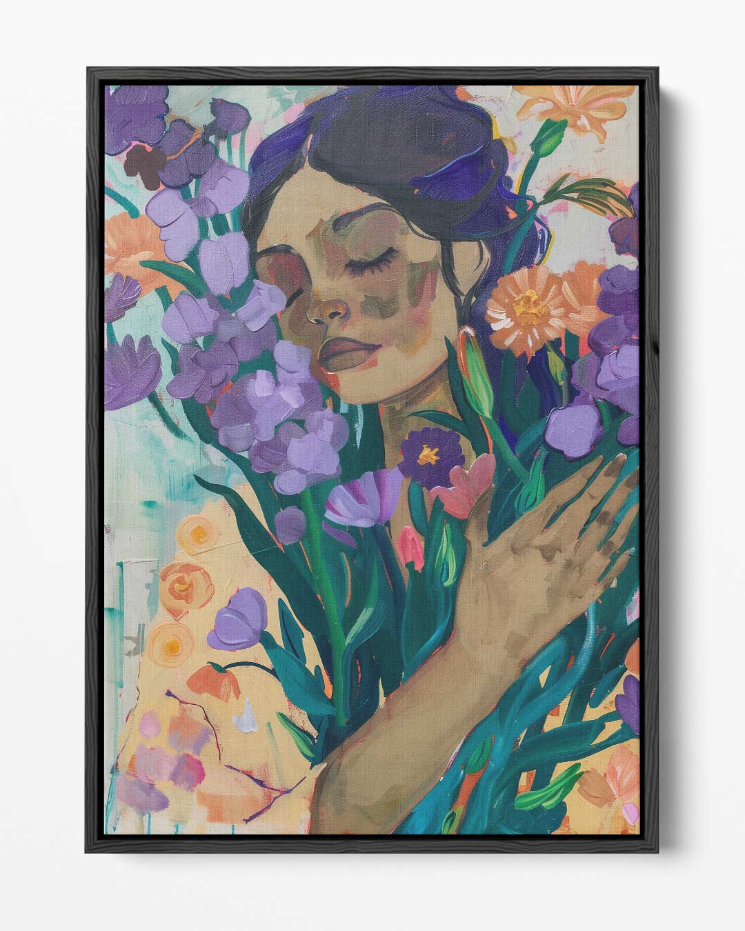 Bloemen en Dromen – portret kunstwerk als wanddecoratie
