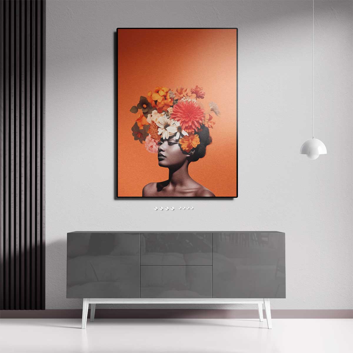 Bloemenfantasie Portret – canvas kunstwerk als wanddecoratie