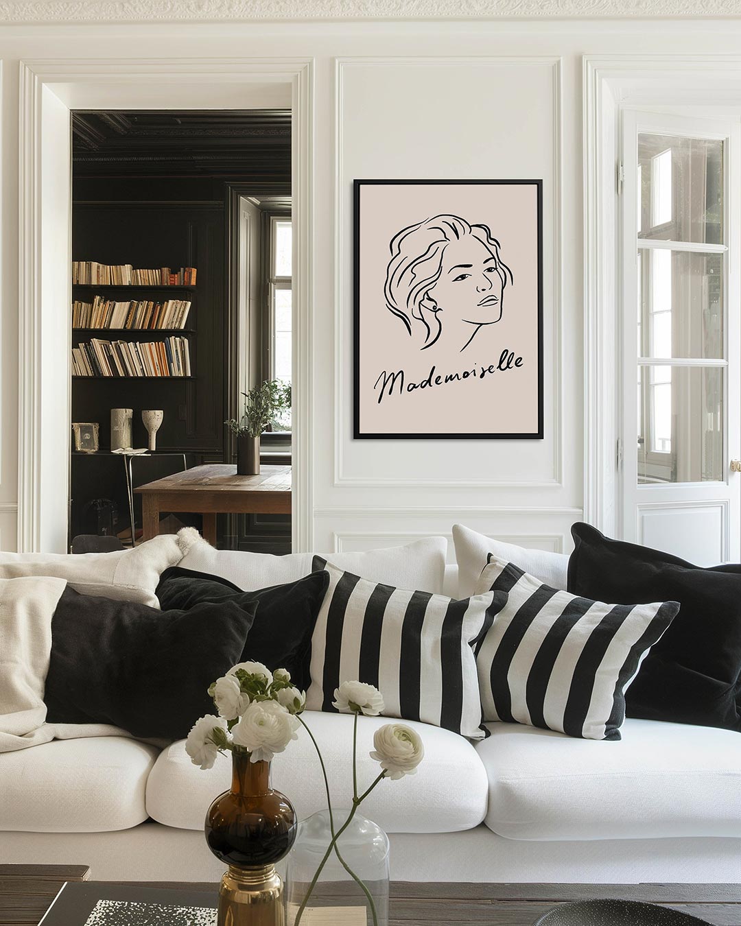 Elegante lijntekening – decoratief kunstwerk voor aan de muur