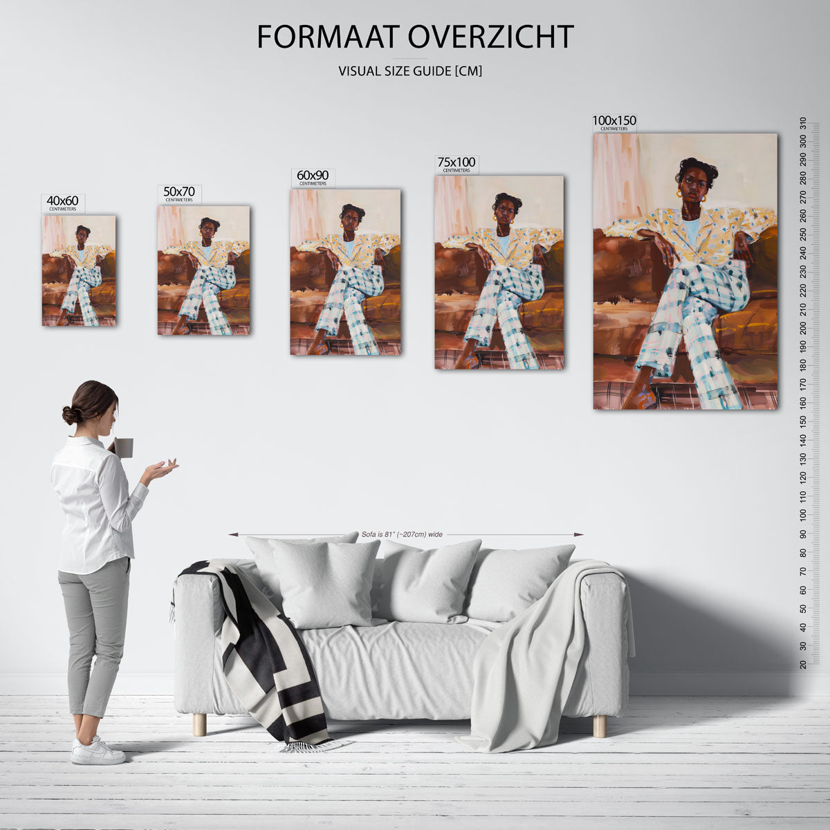 Portret compositie – staand wanddecoratie kunstwerk