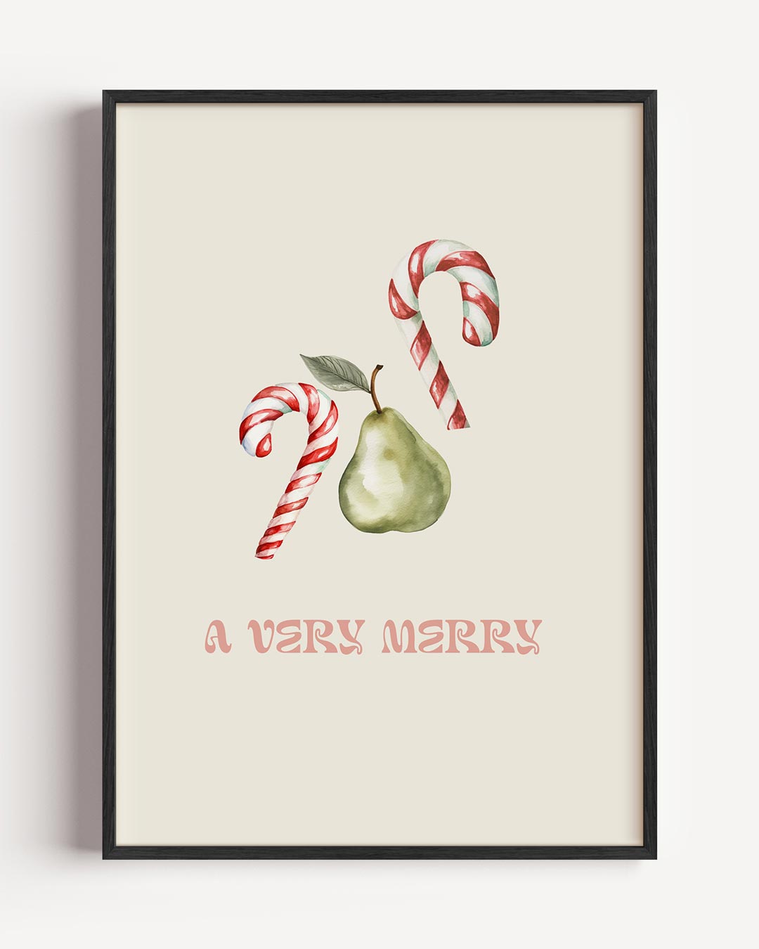 Feestelijke Kerstposter met Snoepstokken – kerst portret poster als wanddecoratie