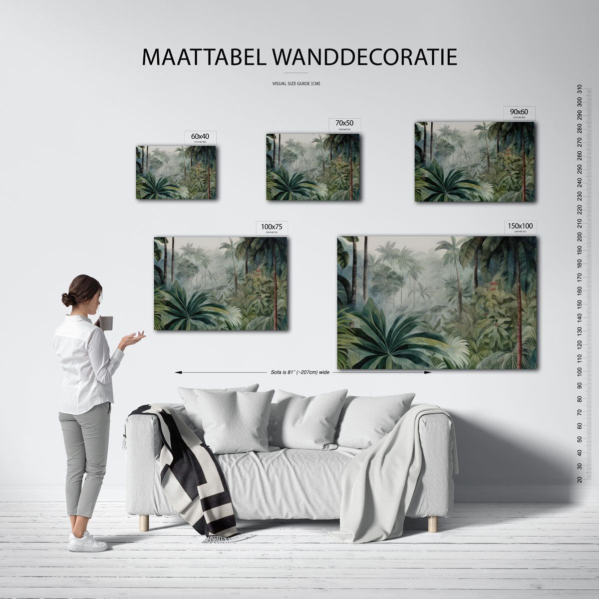 Tropisch bladlandschap – kunstwerk op canvas, dibond of plexiglas
