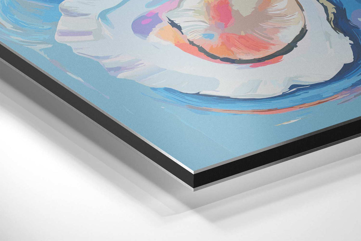 Vrolijke Oesters op Zee – canvas kunstwerk als wanddecoratie