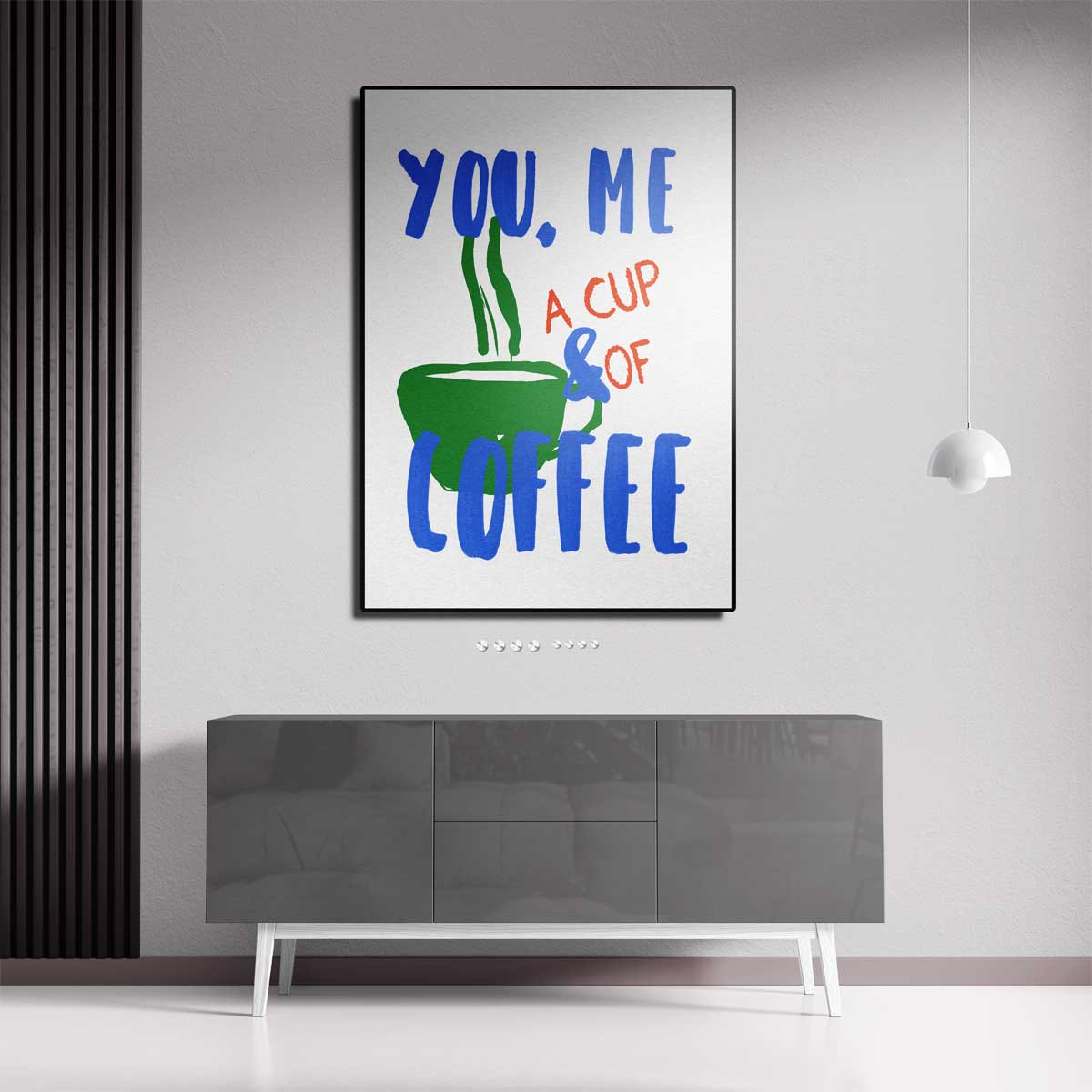 Koffieliefde Moment – staande wandkunst voor woonkamer of interieur