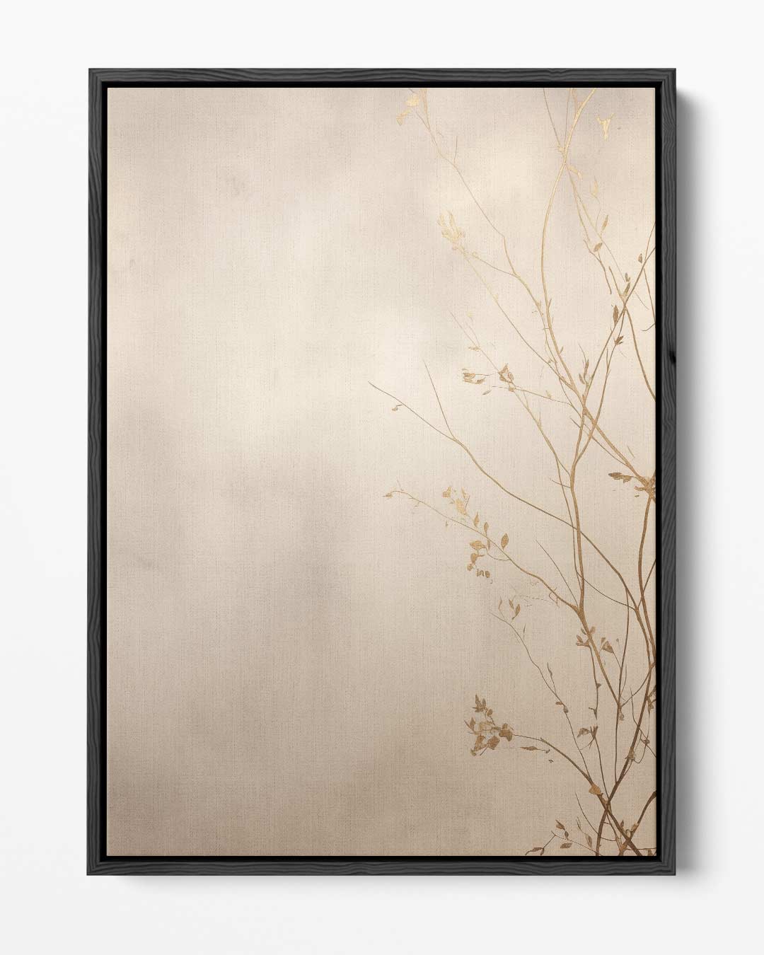 Gouden Zweepslag: Minimalistische Takken – portret kunstwerk als wanddecoratie
