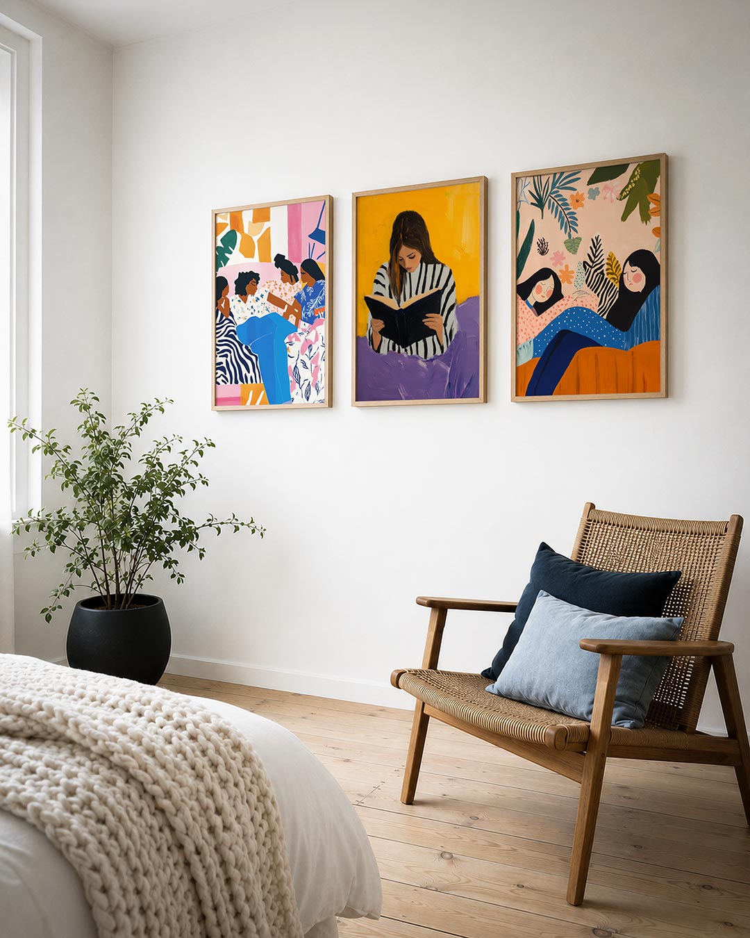 Vorm en kleurenspel posterset – detailweergave – deze posterset in drie delen toont een levendig samenspel