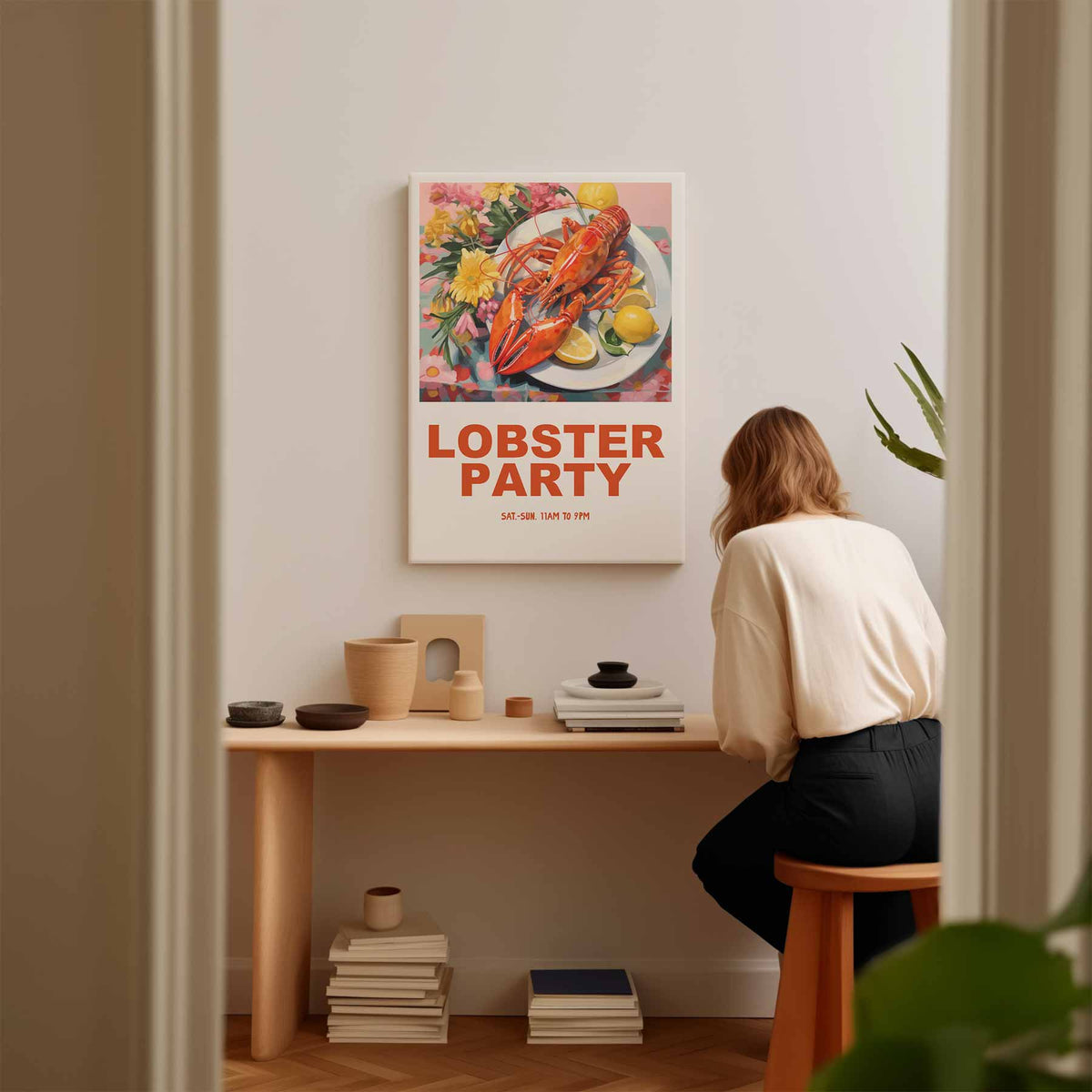 Lobster Party Poster – plexiglas kunstwerk als wanddecoratie
