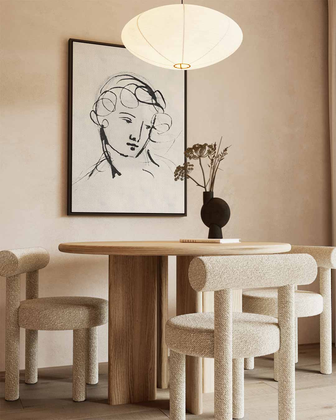 Elegante Lijntekening Portret – modern portret kunstwerk van WallArtistic