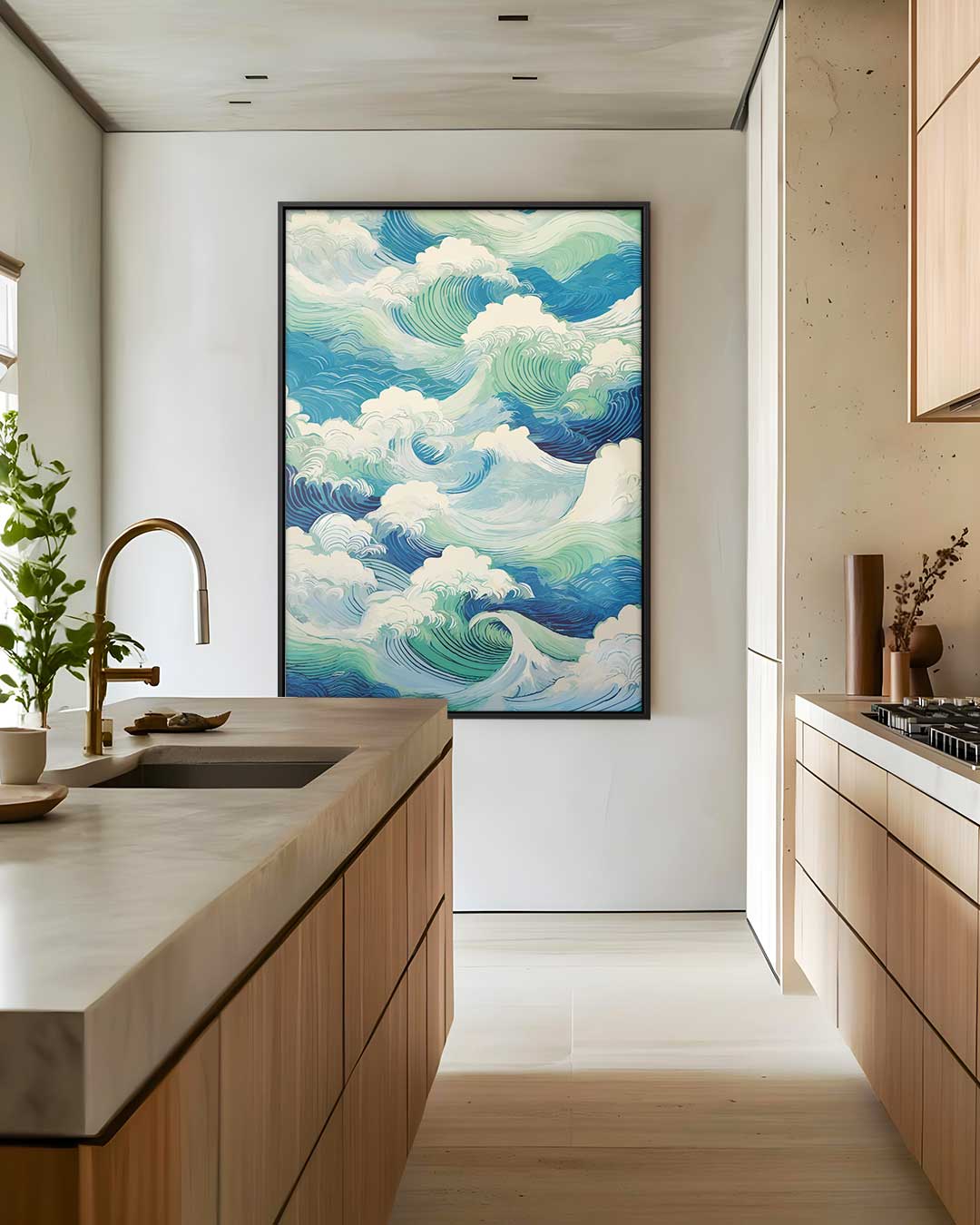 Woeste Zee Golven Kunstwerk – dibond wanddecoratie in staand formaat
