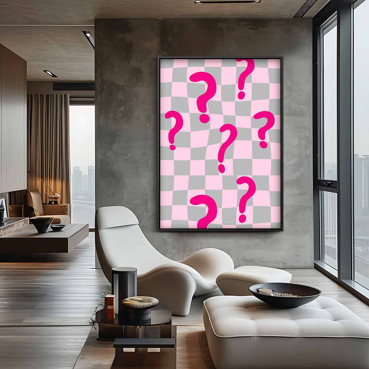 Verwrongen Vraagtekens – staande wandkunst voor woonkamer of interieur