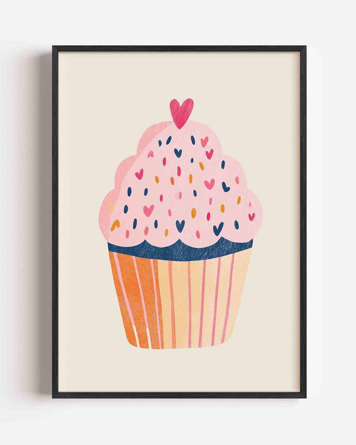 Cupcake met hartjes – keuken portret poster als wanddecoratie