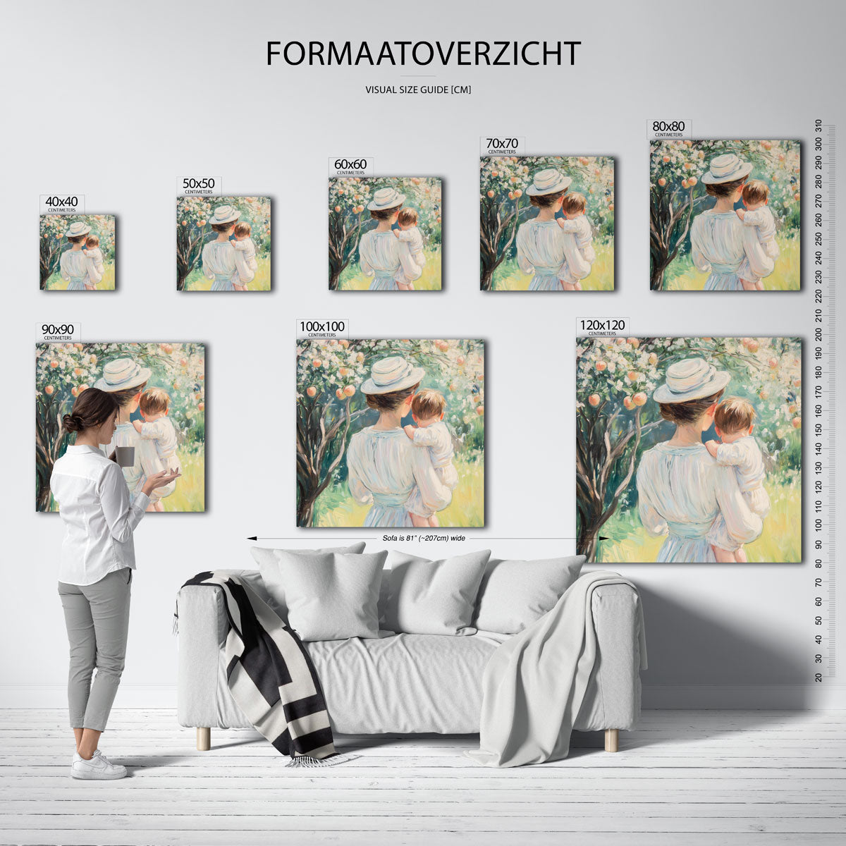 Moeder en kind – vierkante muurposter voor de kinderkamer