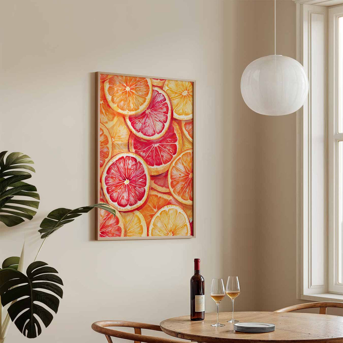 Zomerse Citrustonen – keukenposter in staand formaat