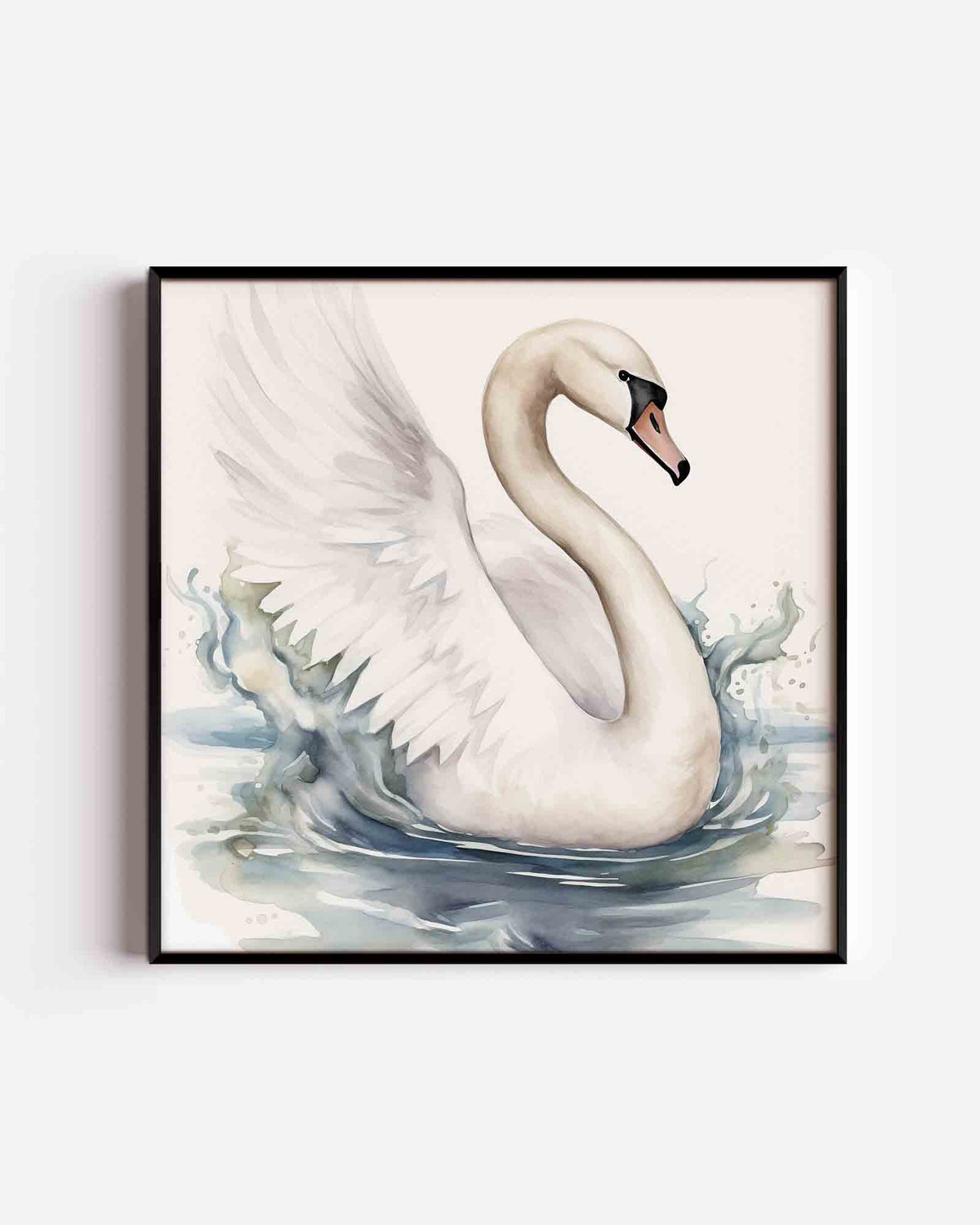 Zwaan op water – vierkante dierenposter als wanddecoratie