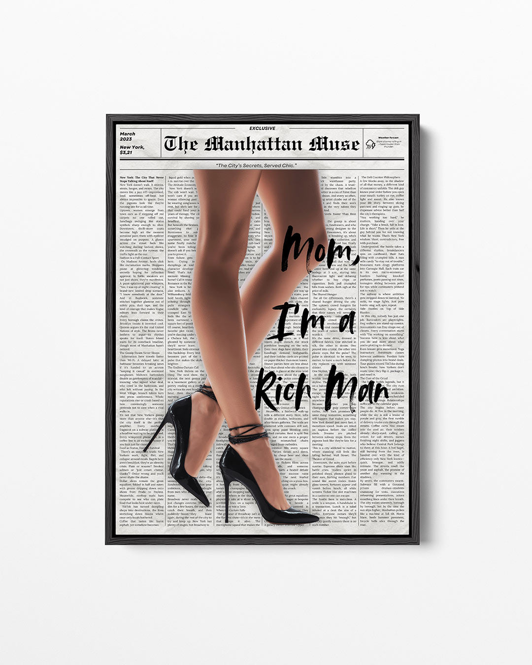 Schoenen en krant – staand wanddecoratie kunstwerk