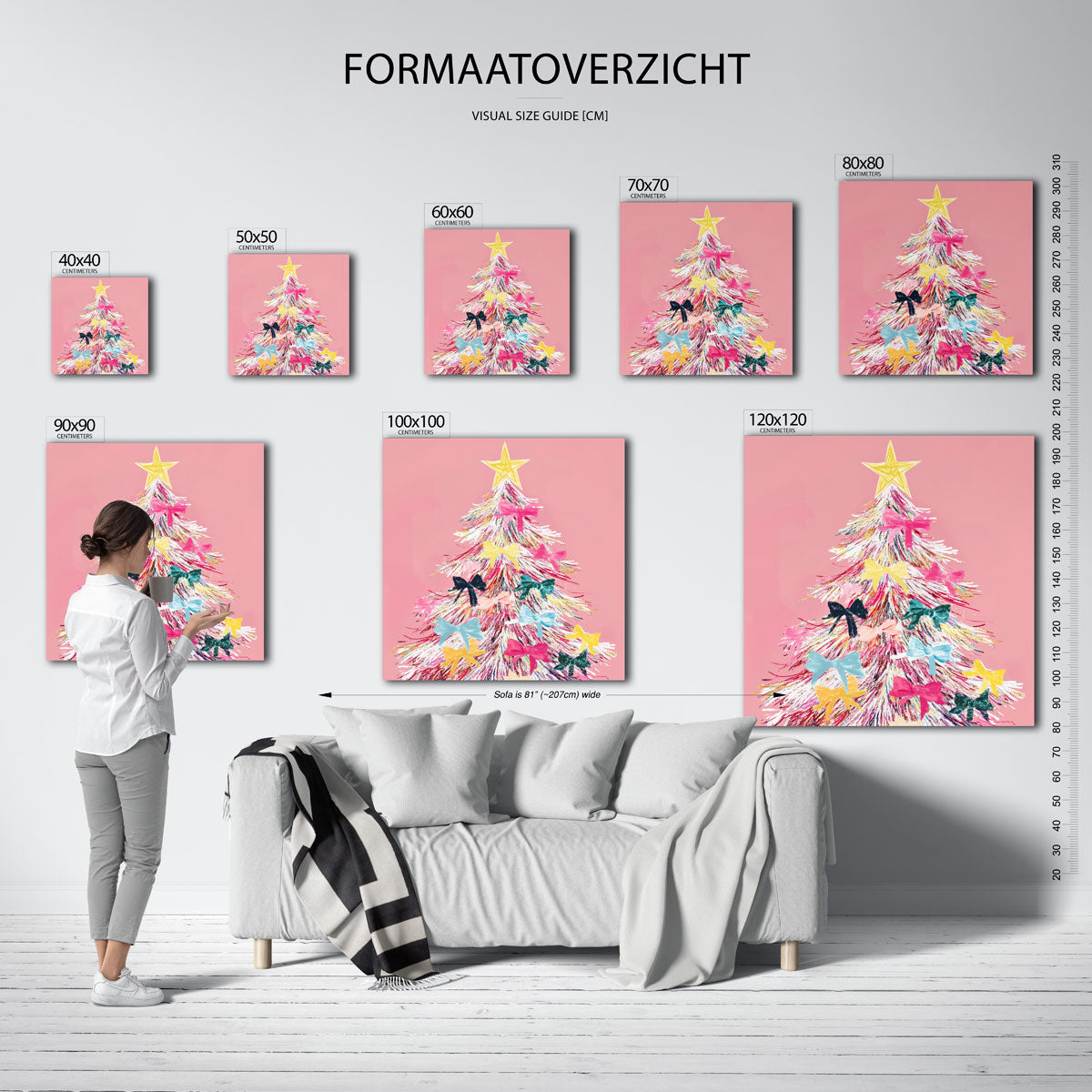 Kerstboom met strikken – vierkante muurposter voor de kinderkamer