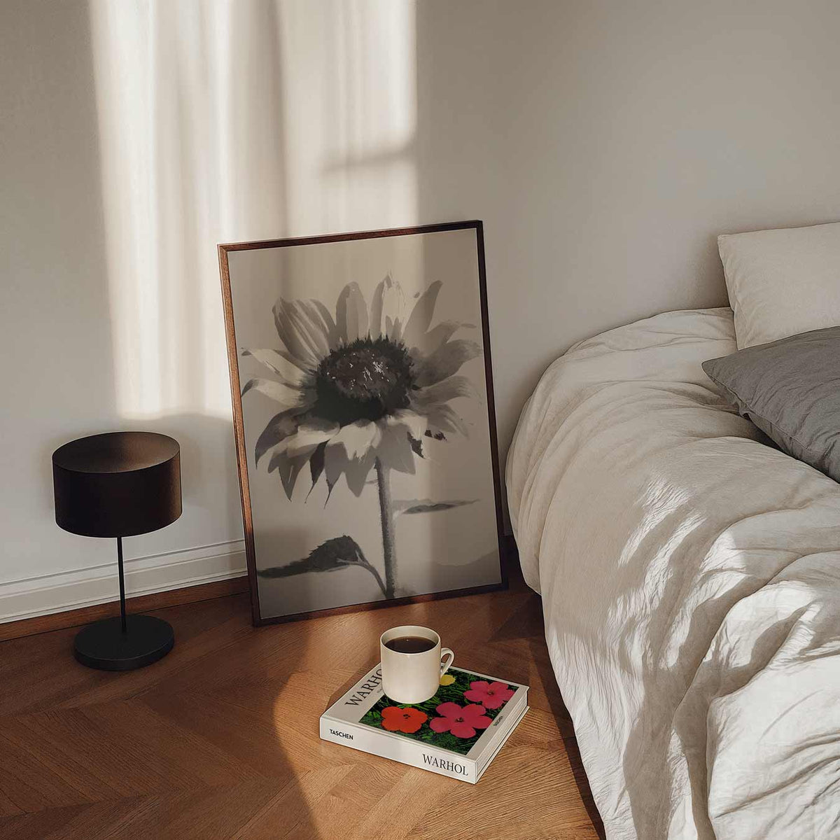 Elegante Zonnebloem – staande bloemen wanddecoratie van WallArtistic