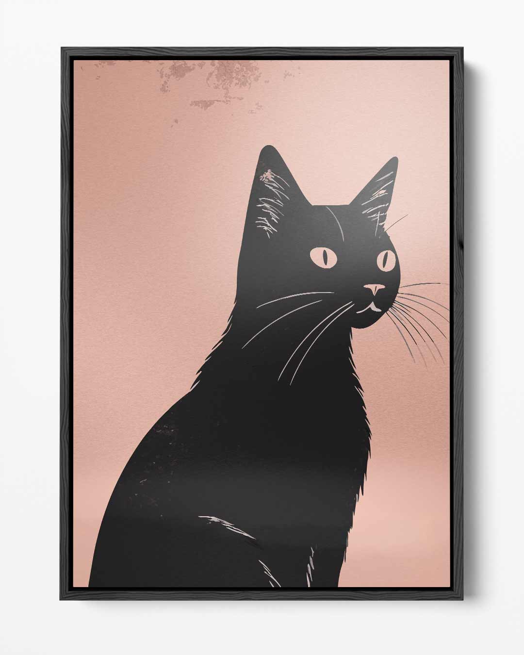 Stijlvolle Zwarte Kat Illustratie – portret kunstwerk als wanddecoratie