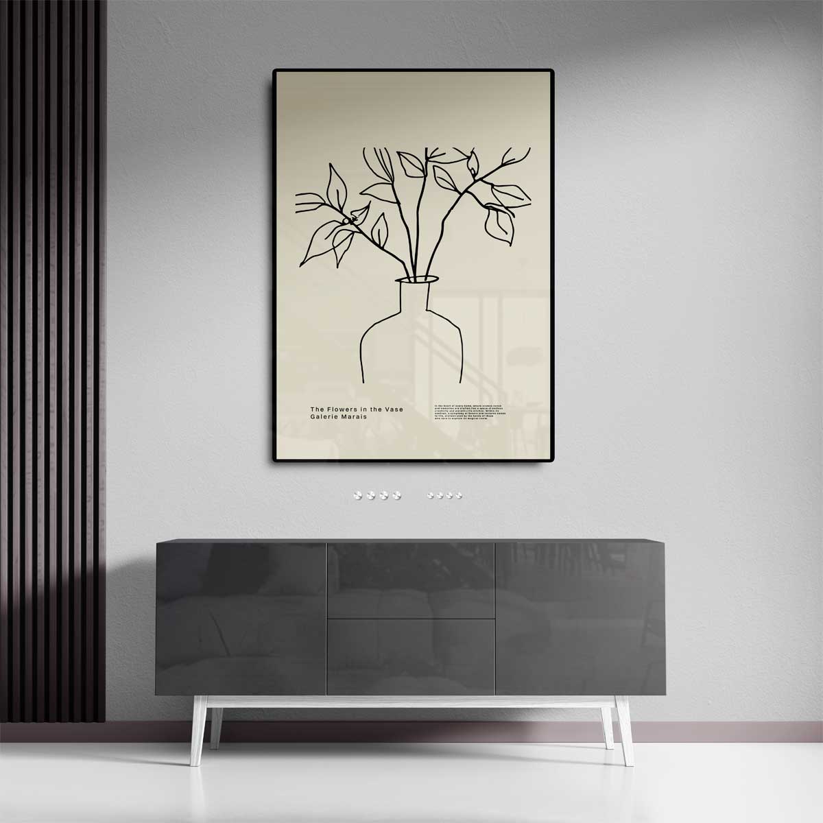 Elegante Lijnen Bloemenvaas – canvas kunstwerk als wanddecoratie