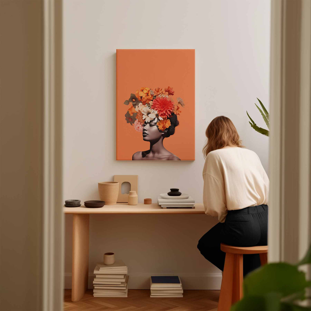 Bloemenfantasie Portret – plexiglas kunstwerk als wanddecoratie