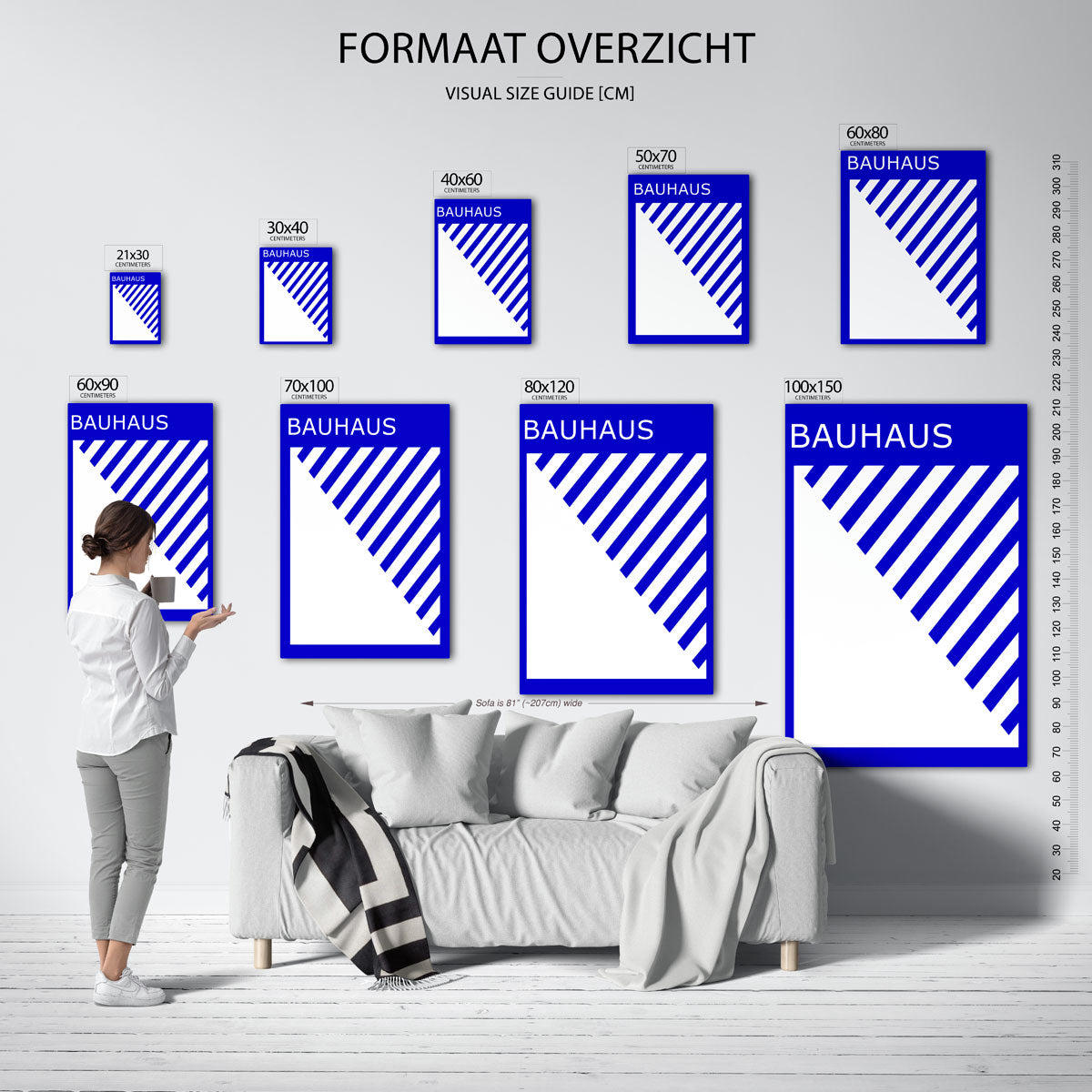 Diagonal lijnen – geometrische poster in Bauhaus-stijl van WallArtistic