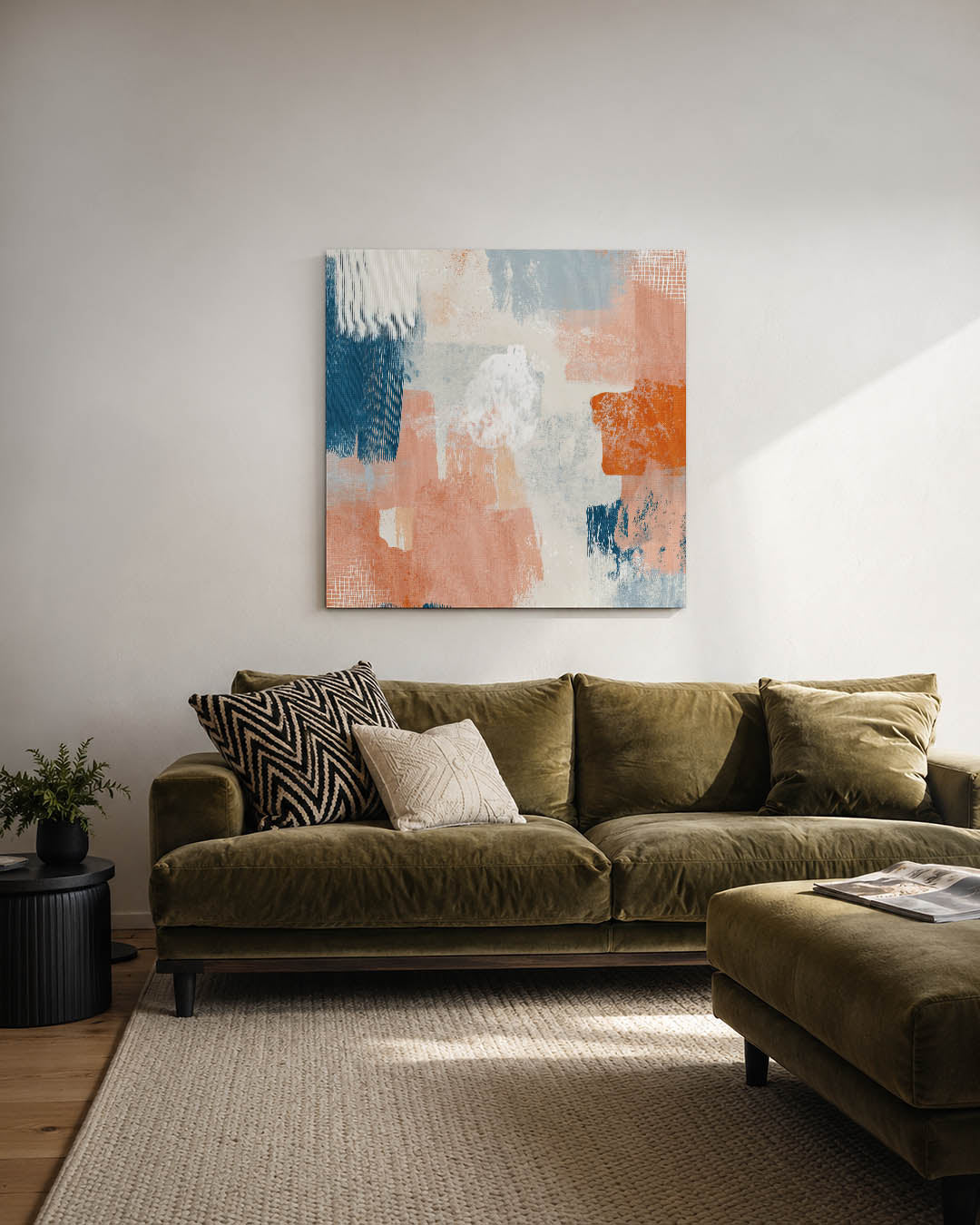 Kleurrijke vegen compositie kunstwerk – derde productweergave – dit werk toont een dynamische mix van vegen en patronen in