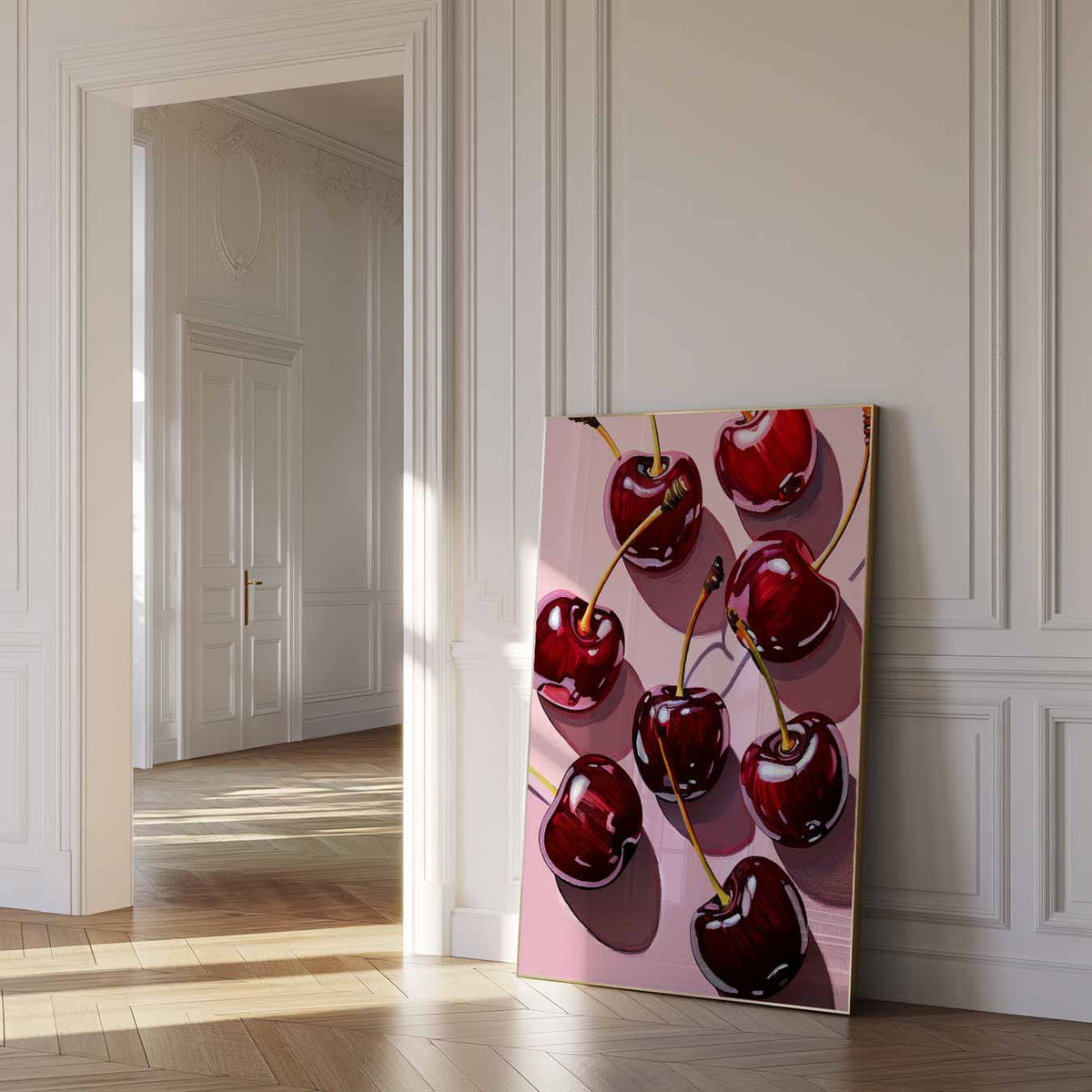 Kersen op Zomerse Tafel – zomer poster als frisse staande wanddecoratie
