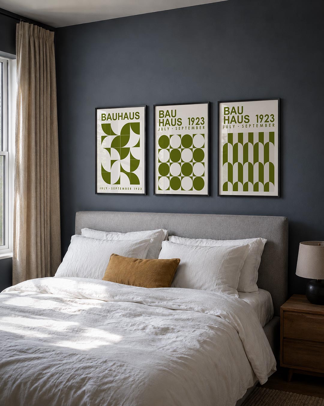 Vorm en kleur posterset – derde productweergave – deze posterset in drie delen toont een speelse ordening van halve cirkels
