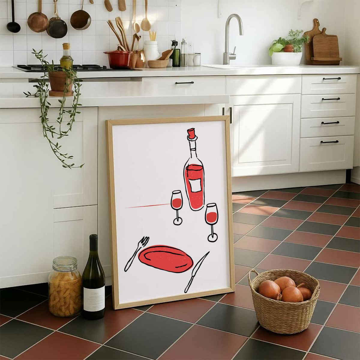 Stijlvolle Wijnavond – staande muurposter voor keuken of eethoek