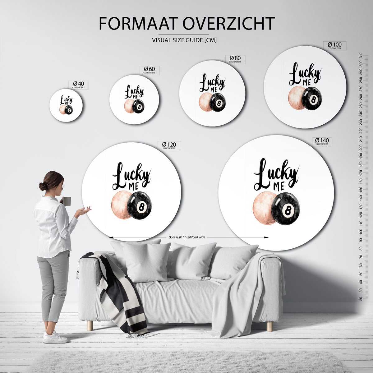 Lucky me – kleurrijke ronde muurdecoratie in Pop Art stijl