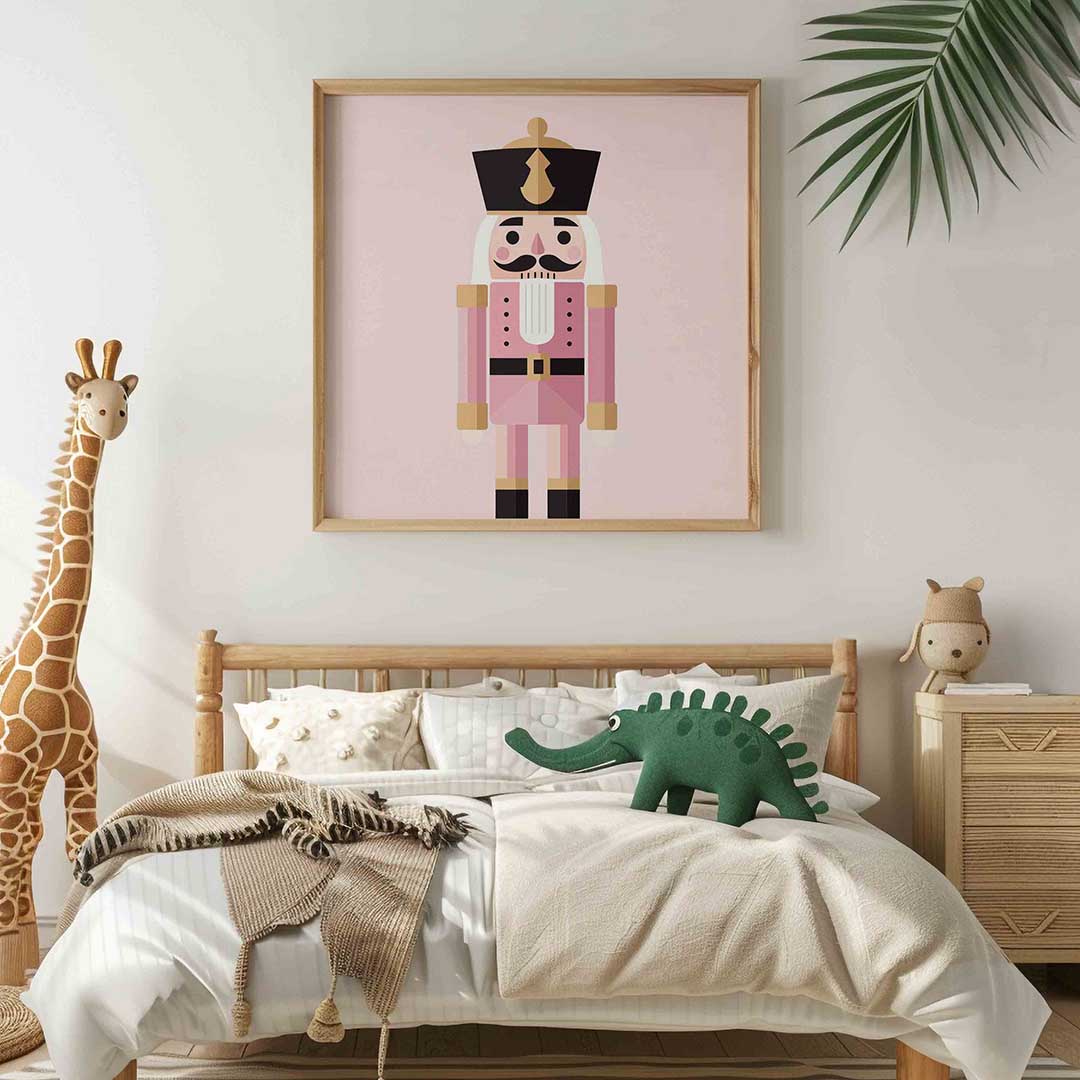 Roze notenkraker – vierkante kinderkamer wanddecoratie van WallArtistic
