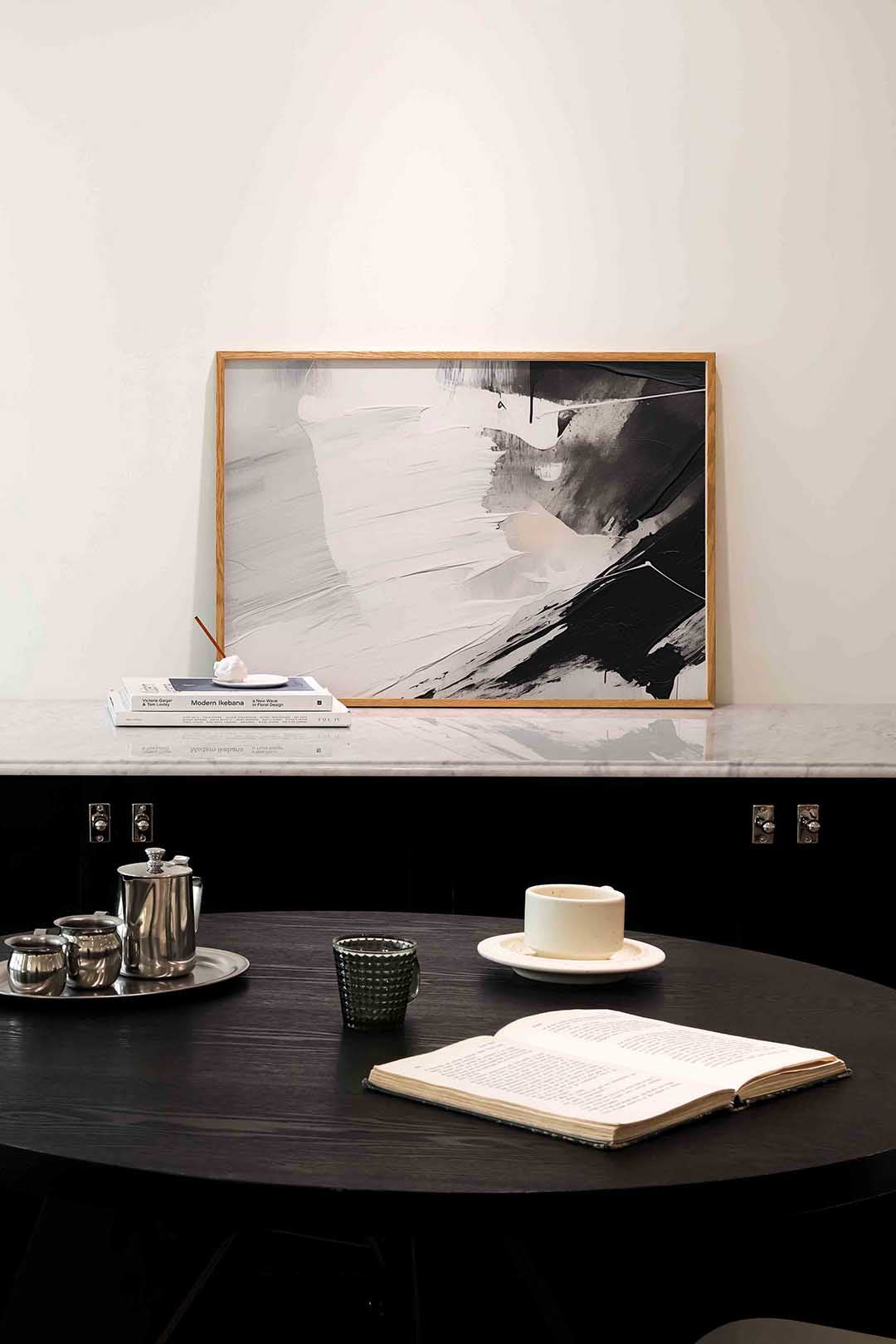 Zwart wit abstracte – abstracte poster in liggend formaat