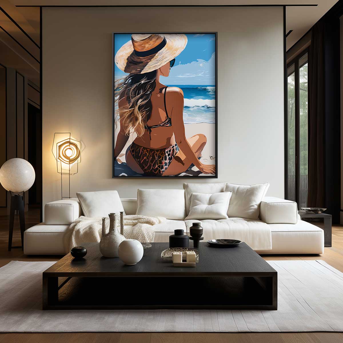 Stranddromen in de Zomerzon – kunstwerk met zwarte baklijst