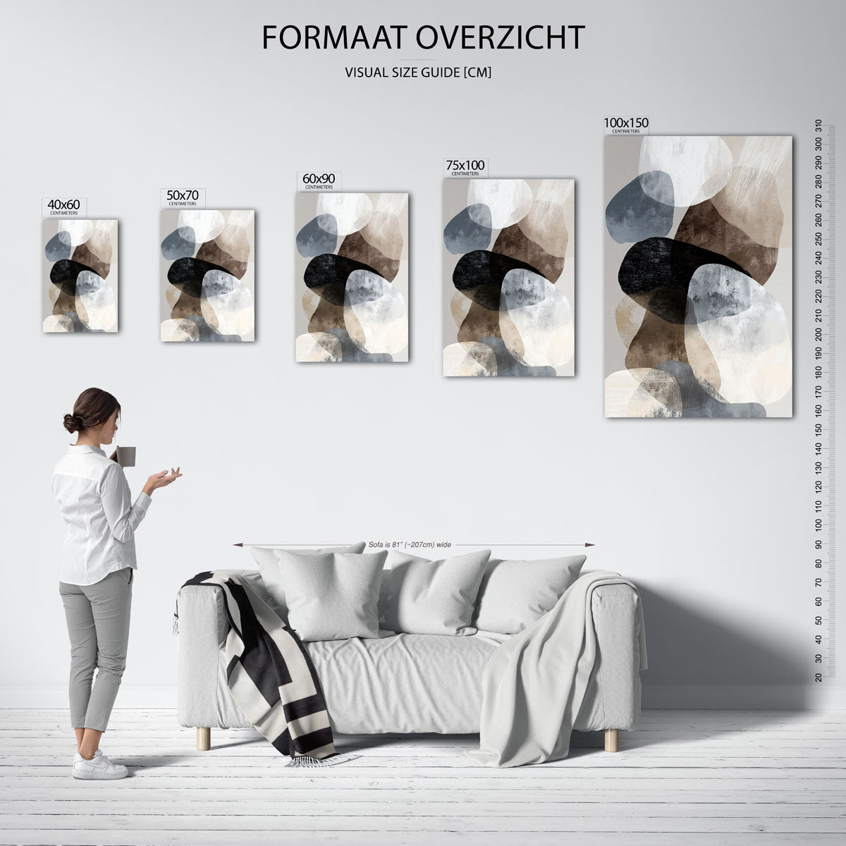 Organische vormen compositie – staande wanddecoratie van WallArtistic