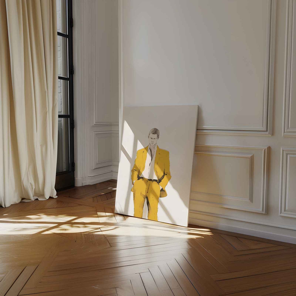 Elegante Stijl in Geel – staand kunstwerk voor modern interieur