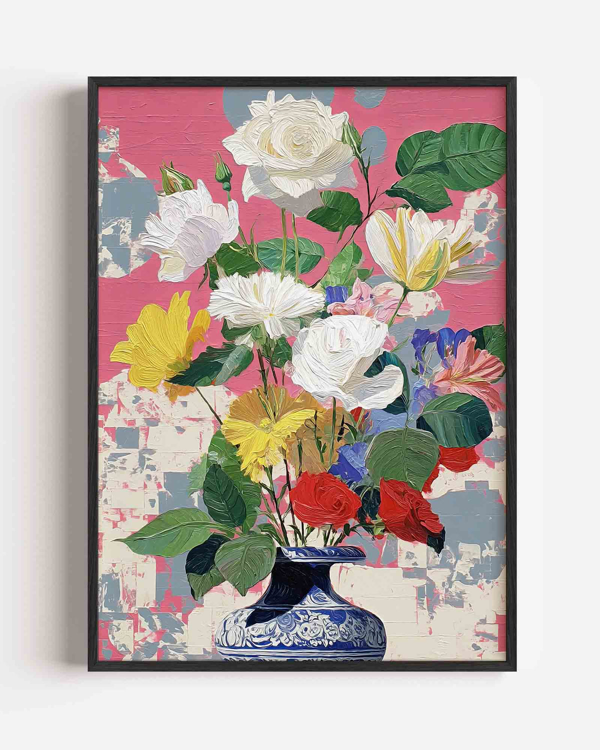 Bloemen in vaas – dromerige illustratie poster als wanddecoratie