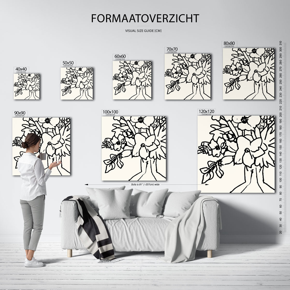 Bloemen in zwart wit – vierkante muurposter voor keuken of eethoek