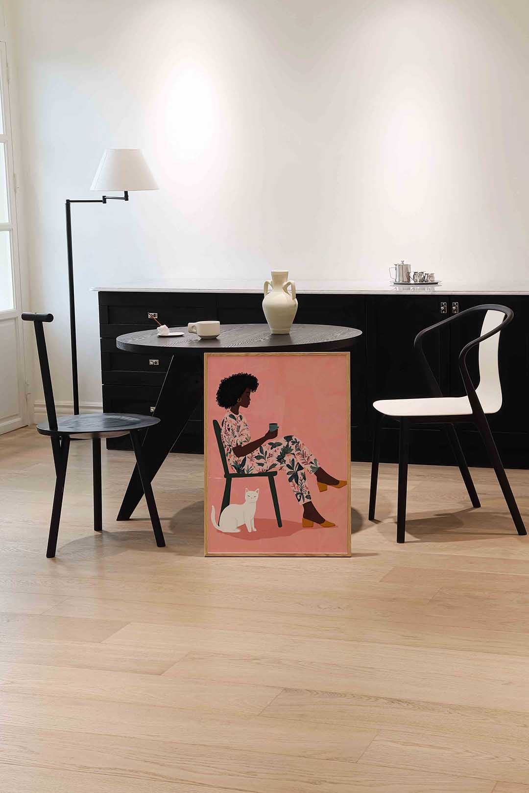 Vrouw met kat – moderne wandkunst als portret poster