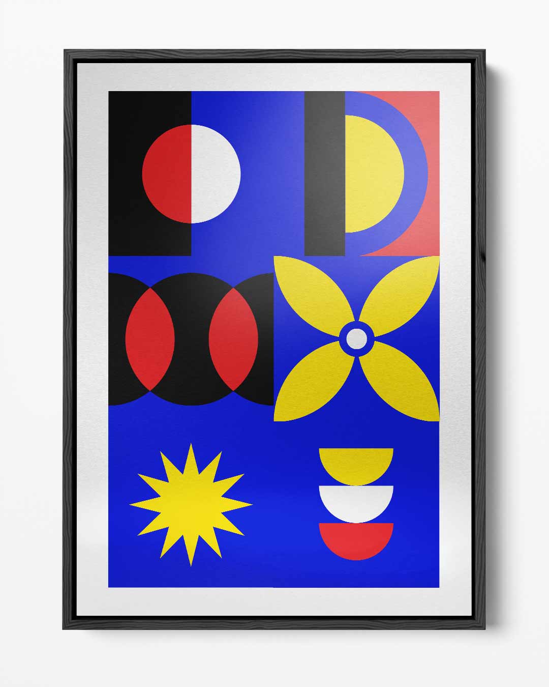 Kleurrijke Geometrische Compositie – portret kunstwerk als wanddecoratie