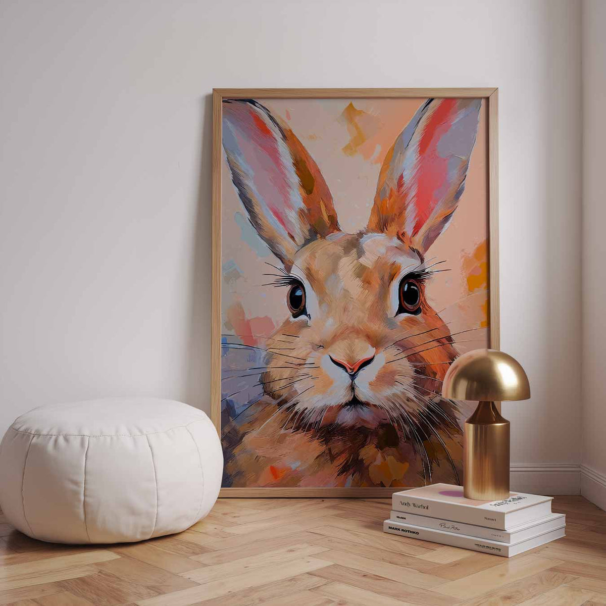 Vrolijke Konijn Portret – dieren poster in staand formaat