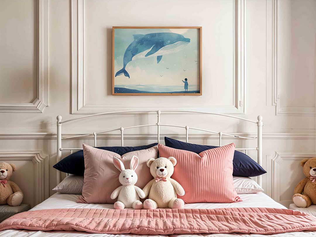 Walvis en kind – kids poster in liggend formaat