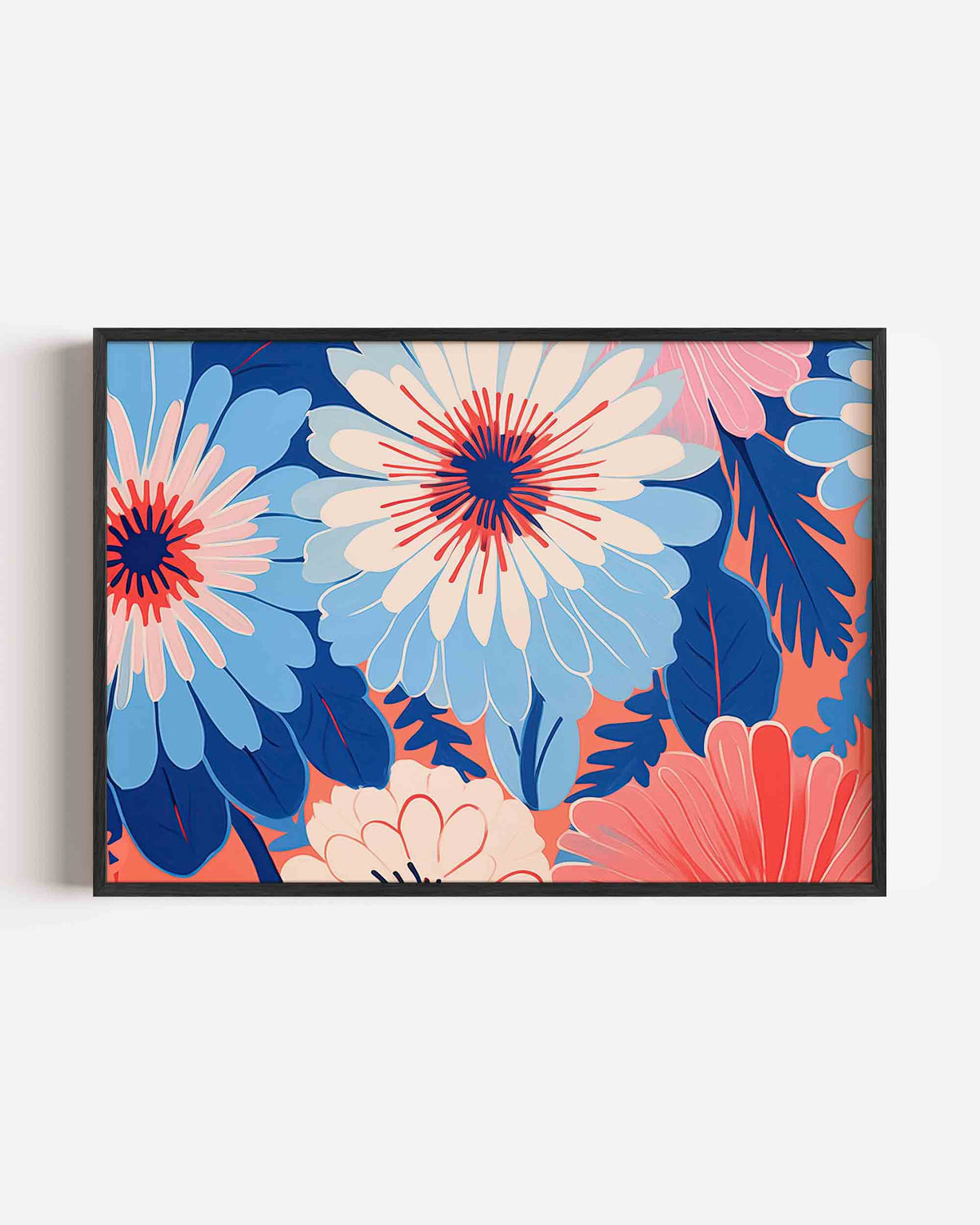 Bloemen en bladeren – bloemen landscape poster als wanddecoratie