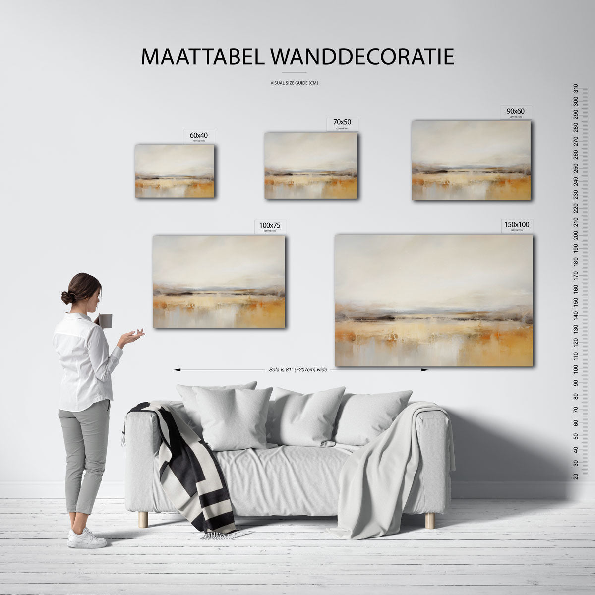 Zachte horizon – moderne liggende wandkunst
