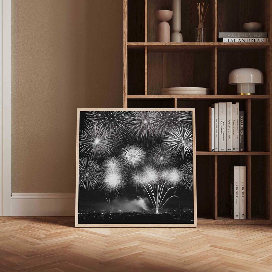 Vuurwerk explosie – kerstposter in vierkant formaat
