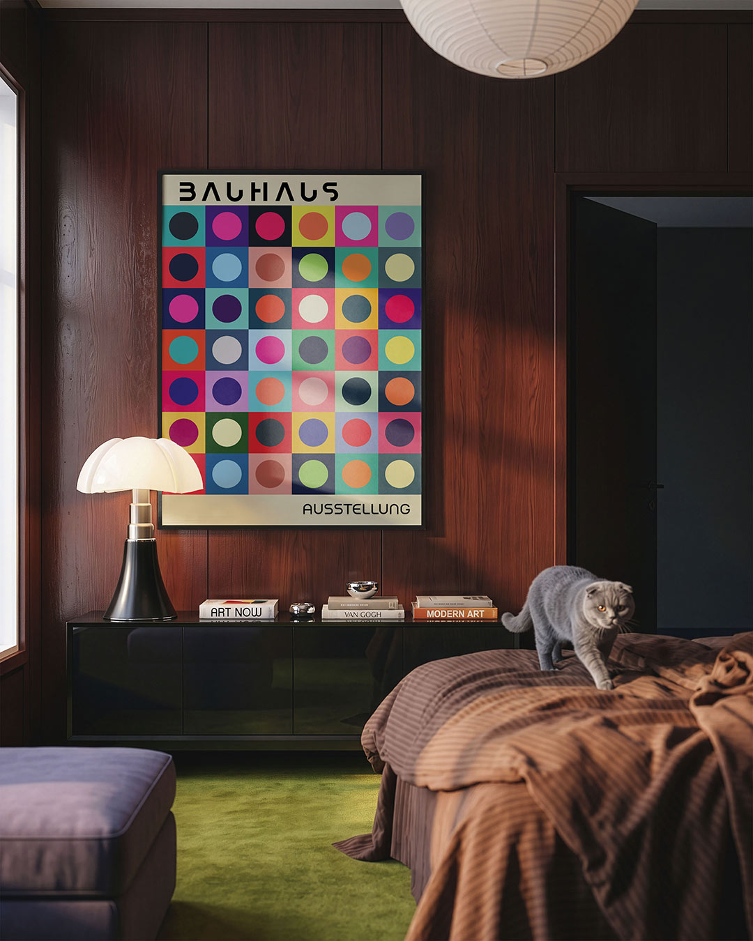 Kleurrijke cirkelpatronen – geometrische Bauhaus poster in staand formaat