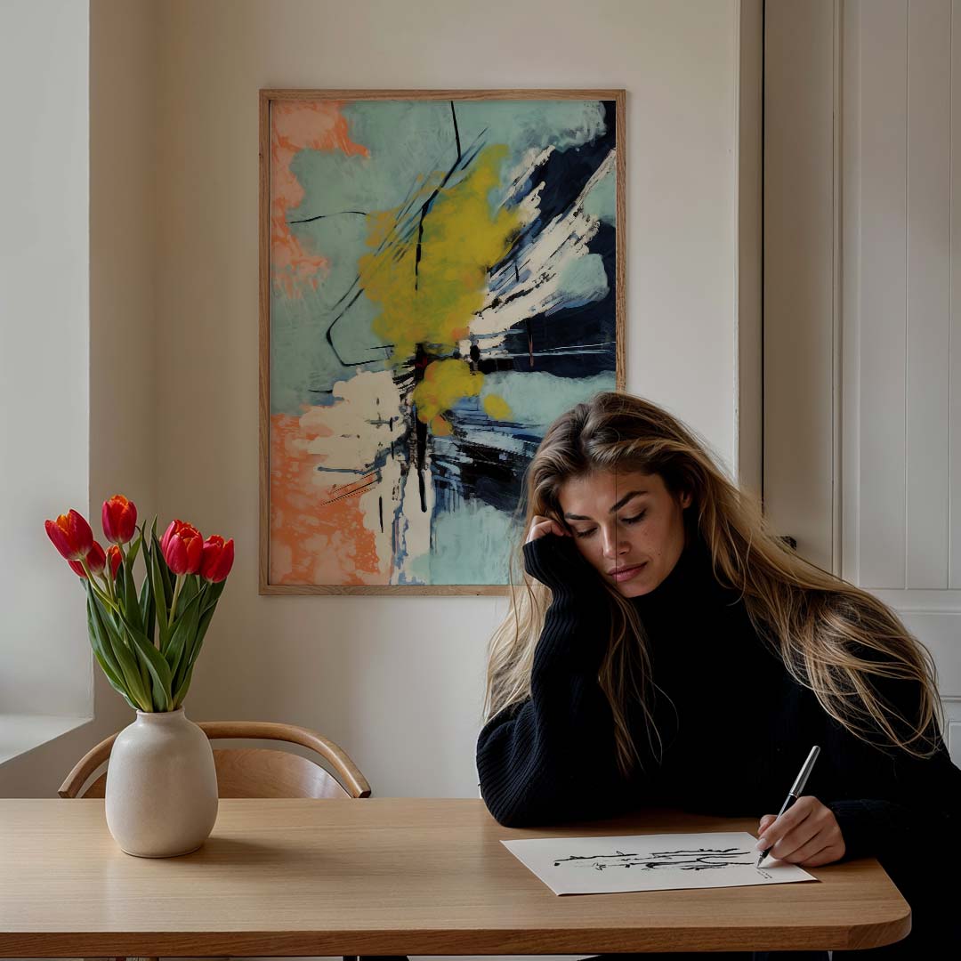 Kleurrijke Abstracte Expressie – staande muurposter met kleurrijke abstracte vormen