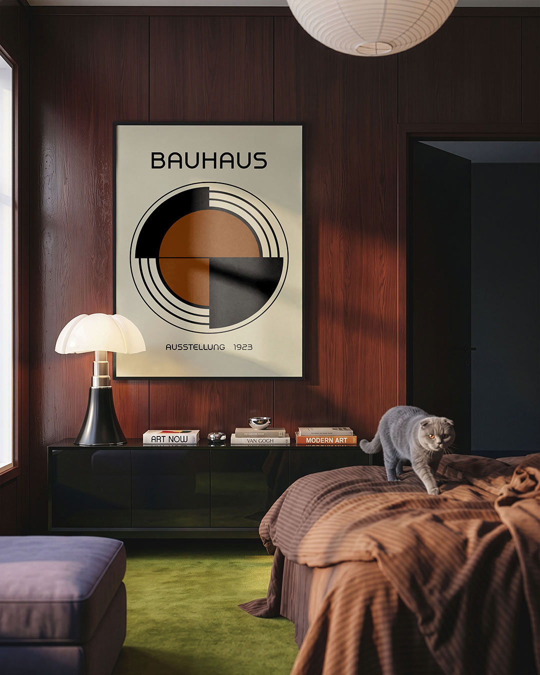 Cirkel en lijnen – geometrische Bauhaus poster in staand formaat