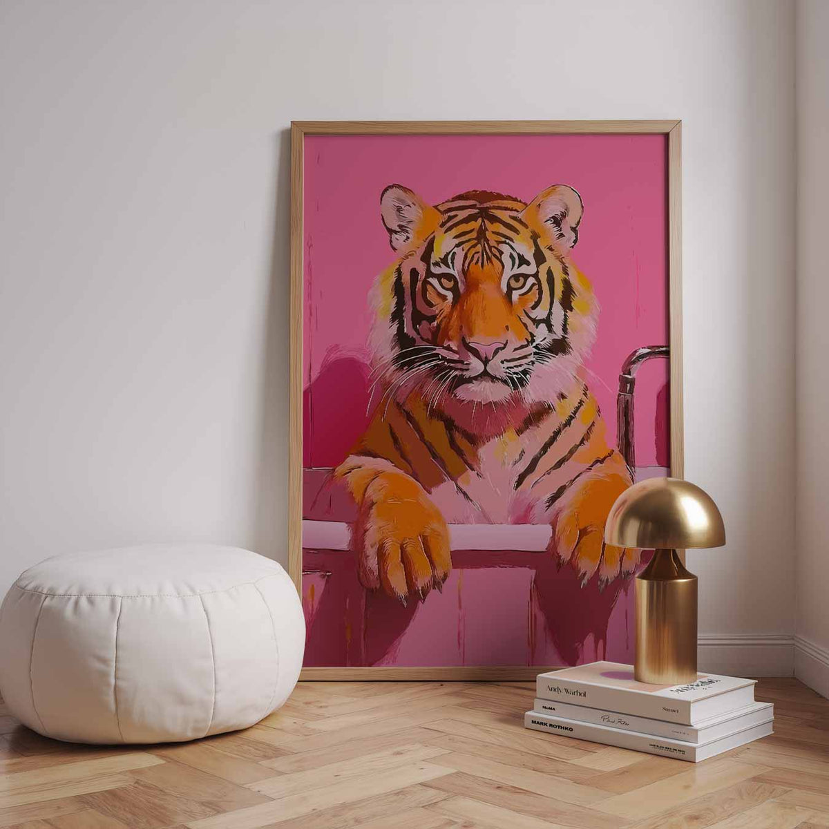 Tijger In De Badkuip – dieren poster in staand formaat