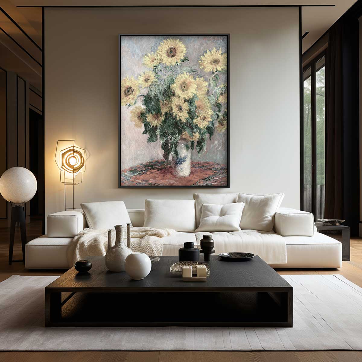 Zonnebloemen in een Vaas – staand kunstwerk voor modern interieur